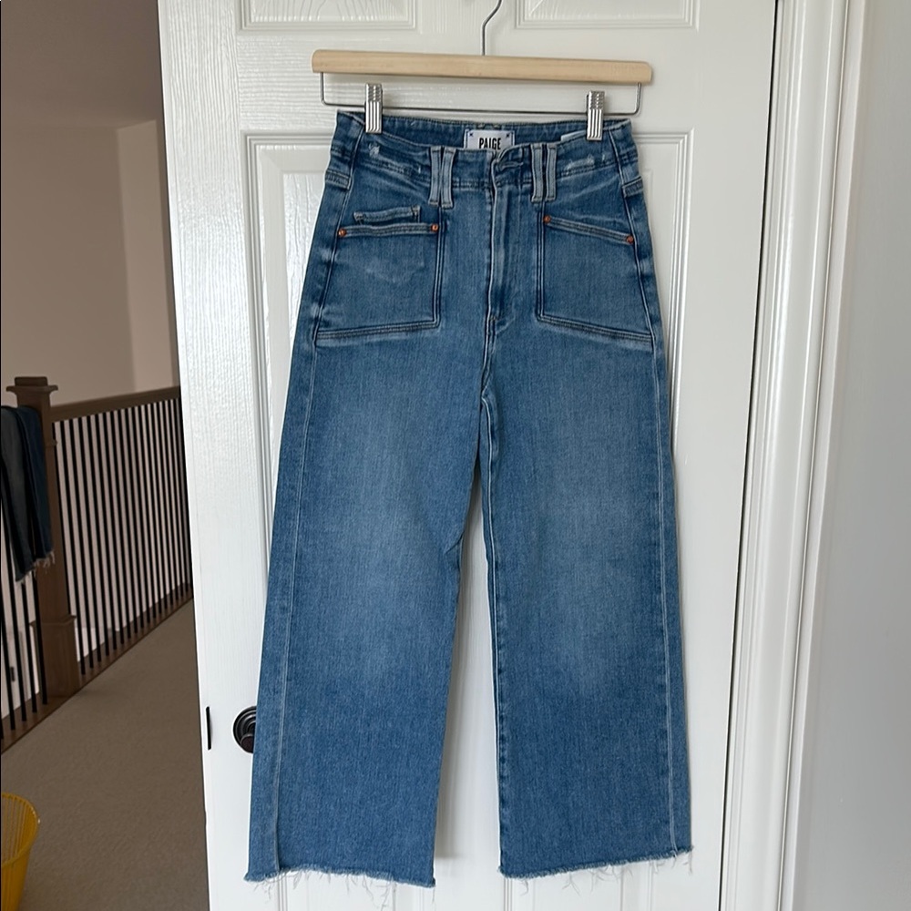PAIGE Blue Flare Wide Leg Jeans